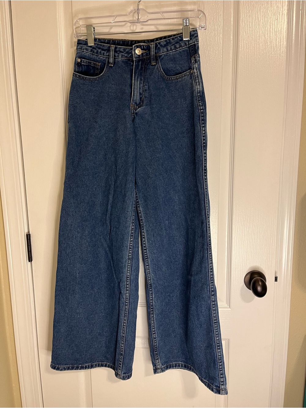 Princess Polly Dark Blue Wide-Leg Jeans